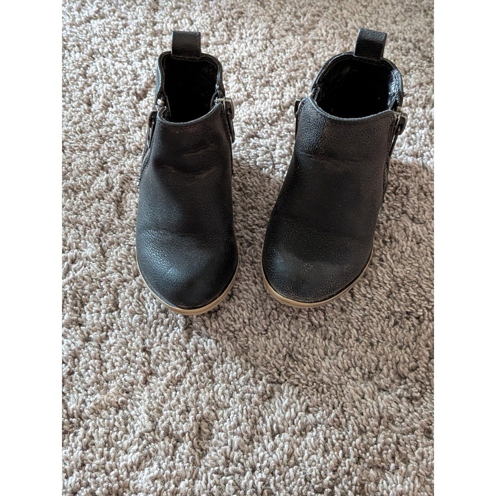 Jessica Cline Lil Dani Black Faux Leather Ankle Boots Toddler Girls Size 5M
